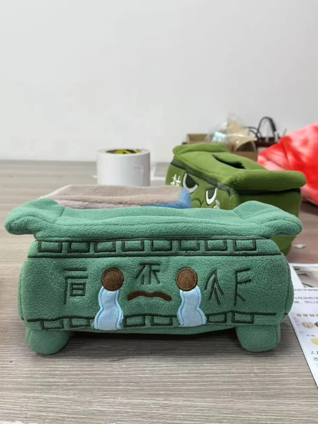 Stone altar table plush souvenir with embroidered carved lettering