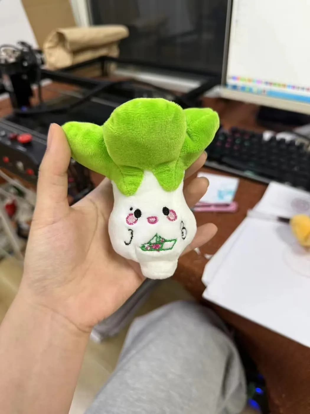 Cabbage character plush charm with layered leaf panels
